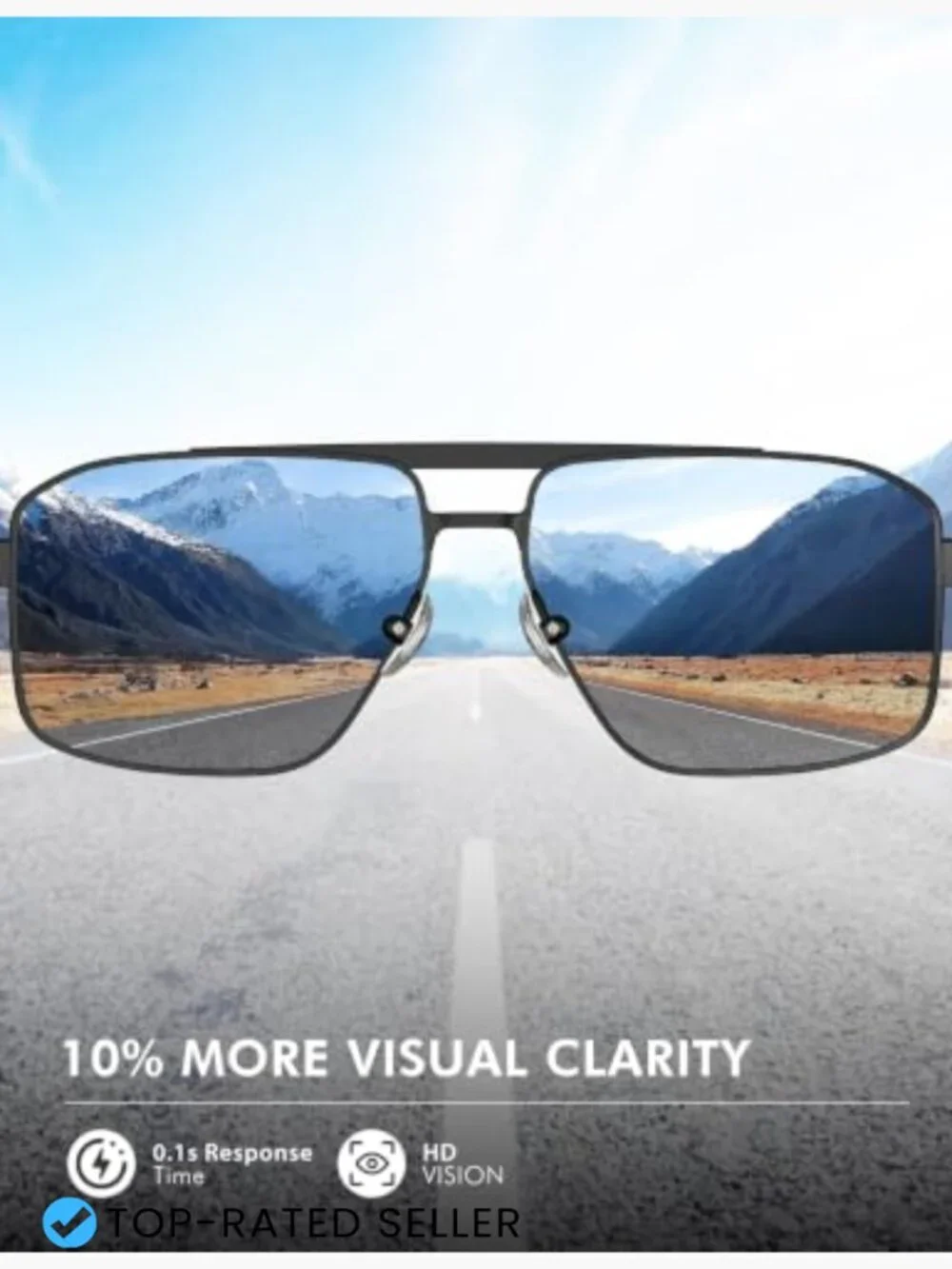 Square Aviator Polarized Sunglasses UV400 Protection Anti-Glare for Driving